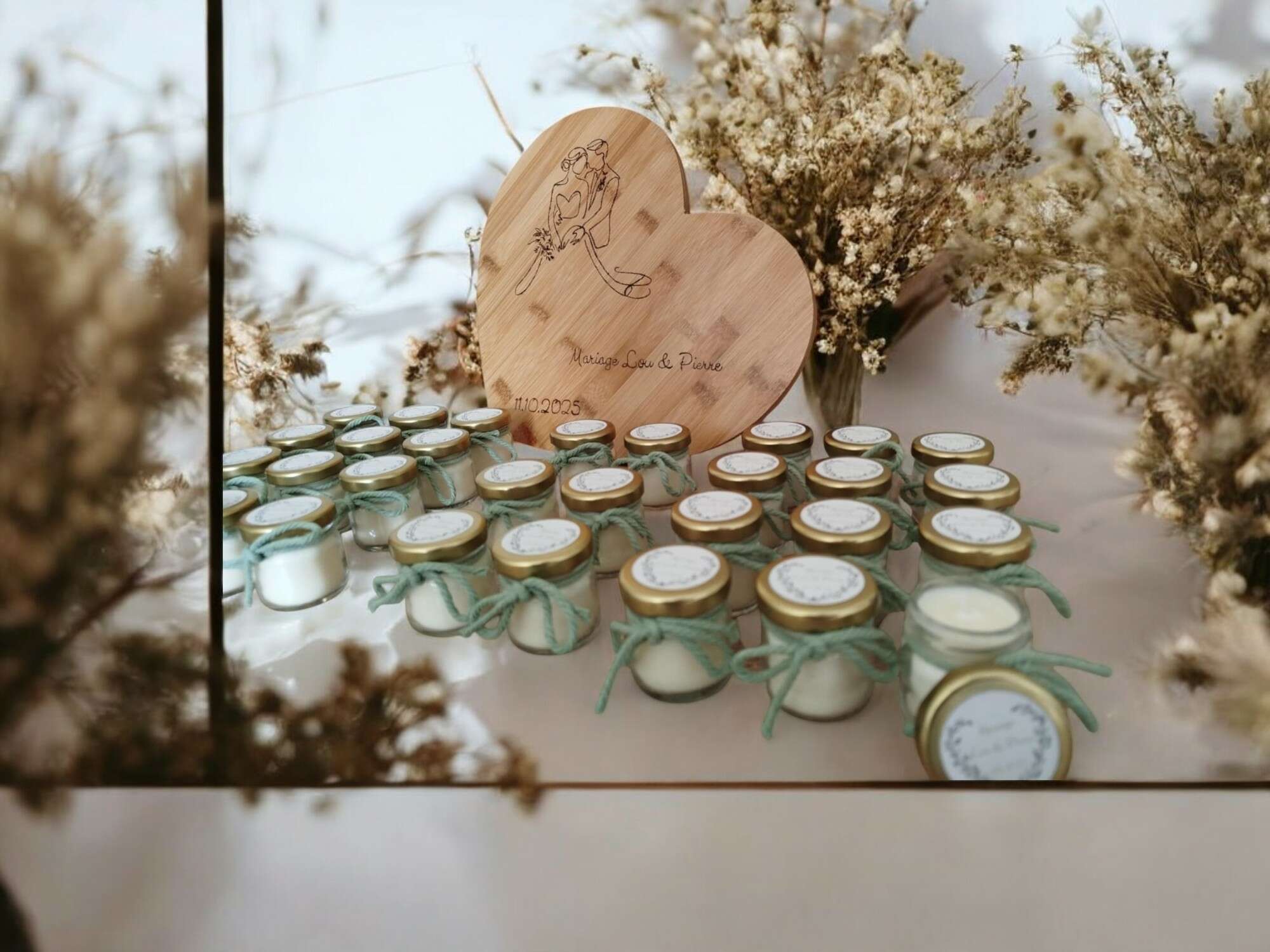 Bougie 40ml et Plateau Cœur pour un Mariage Octobre 2025