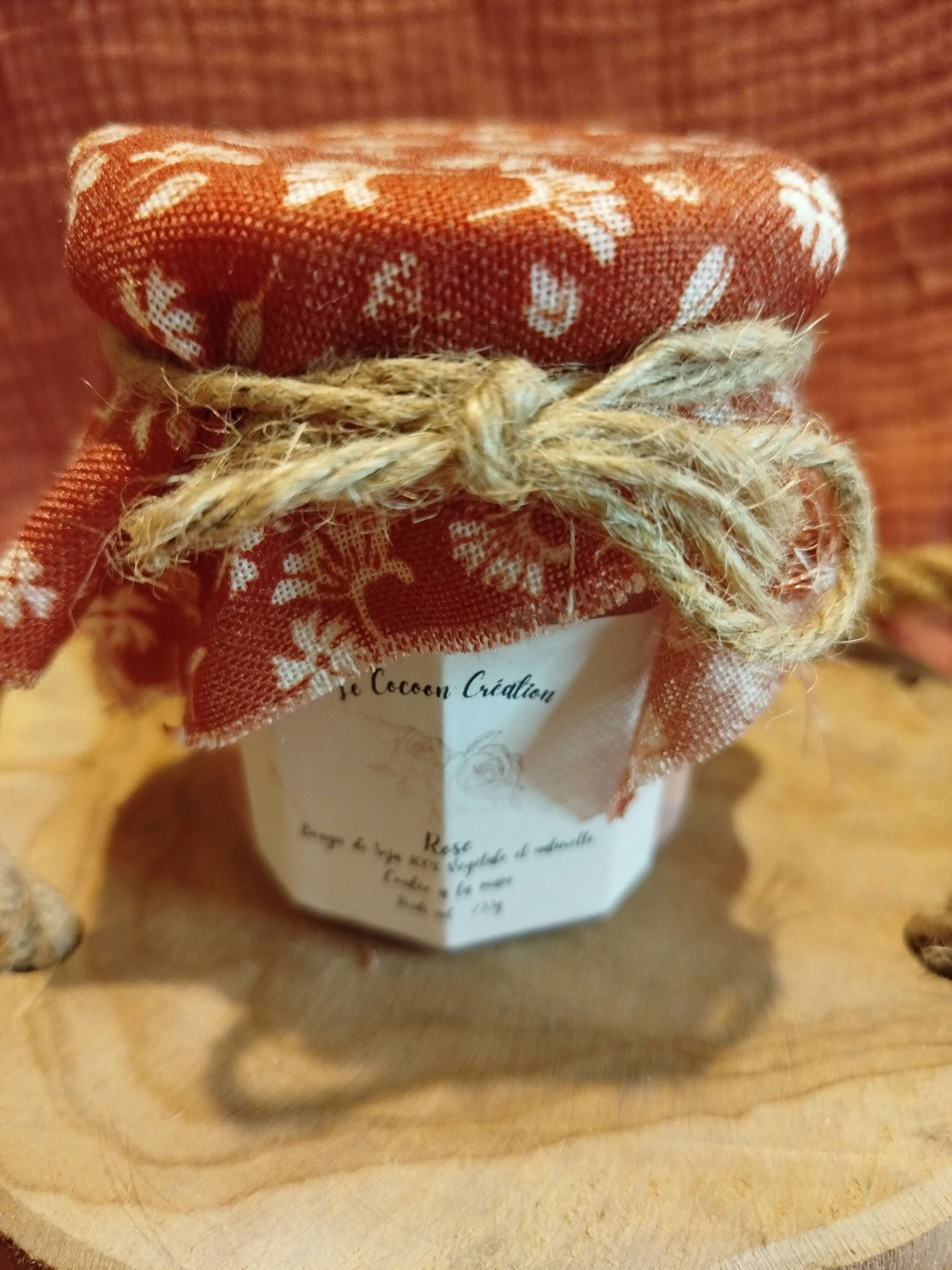 Bougie Ancien Pot de confiture Rose