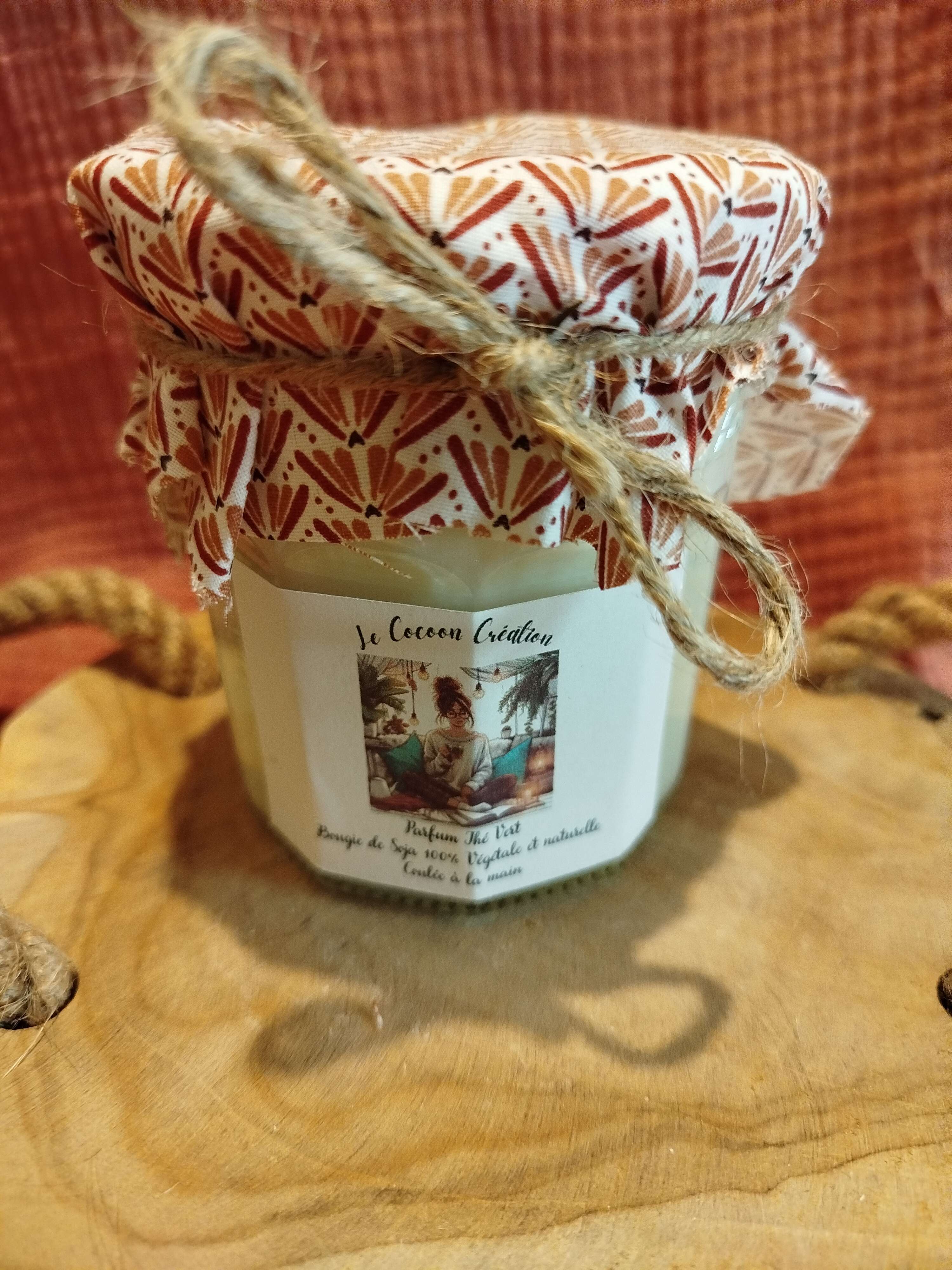 Bougie Ancien Pot de confiture Thé vert