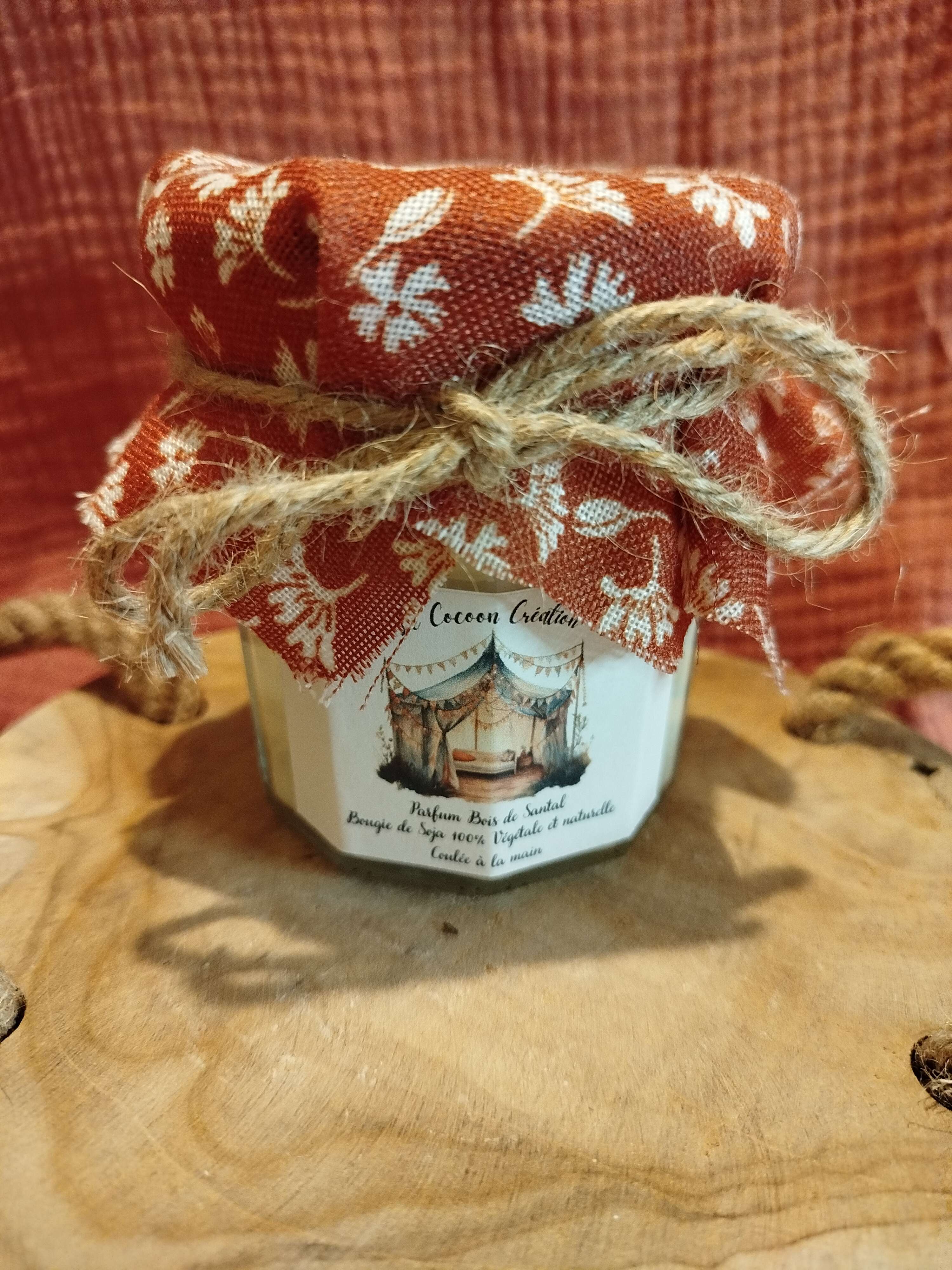 Bougie Ancien Pot de confiture Bois de santal