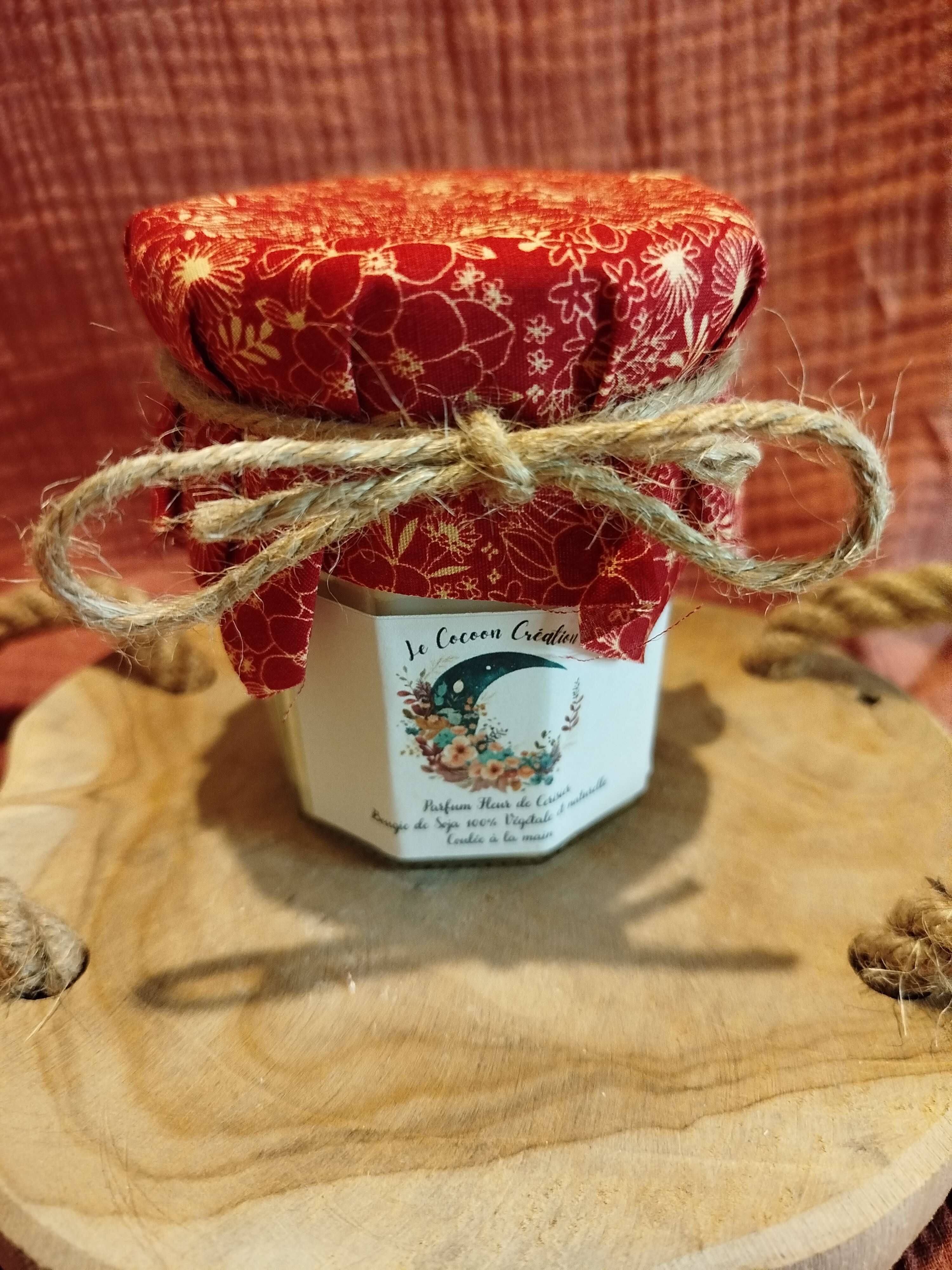 Bougie Ancien Pot de confiture Fleur de Cerisier