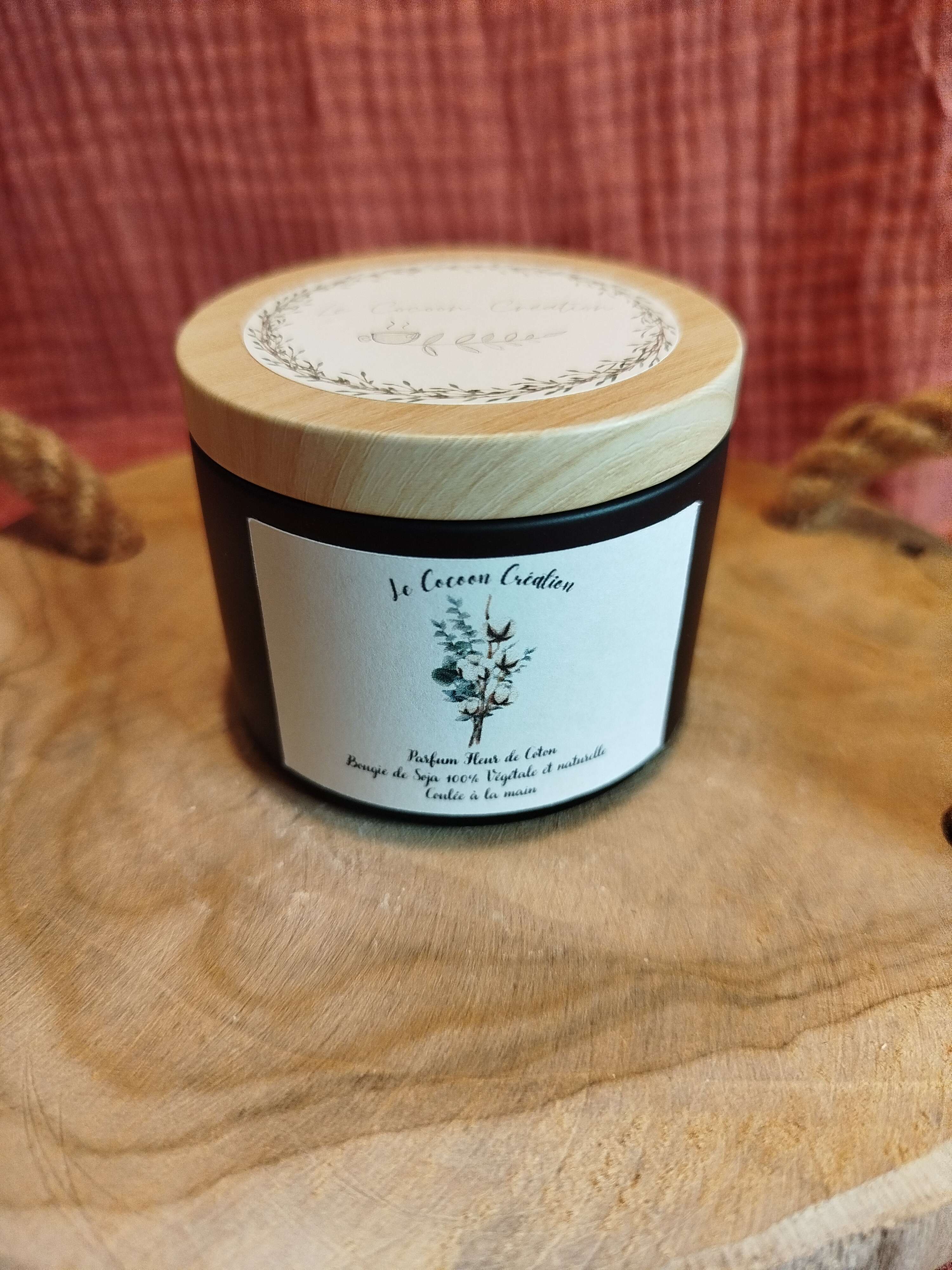 Bougie Pot noir Fleur de Coton