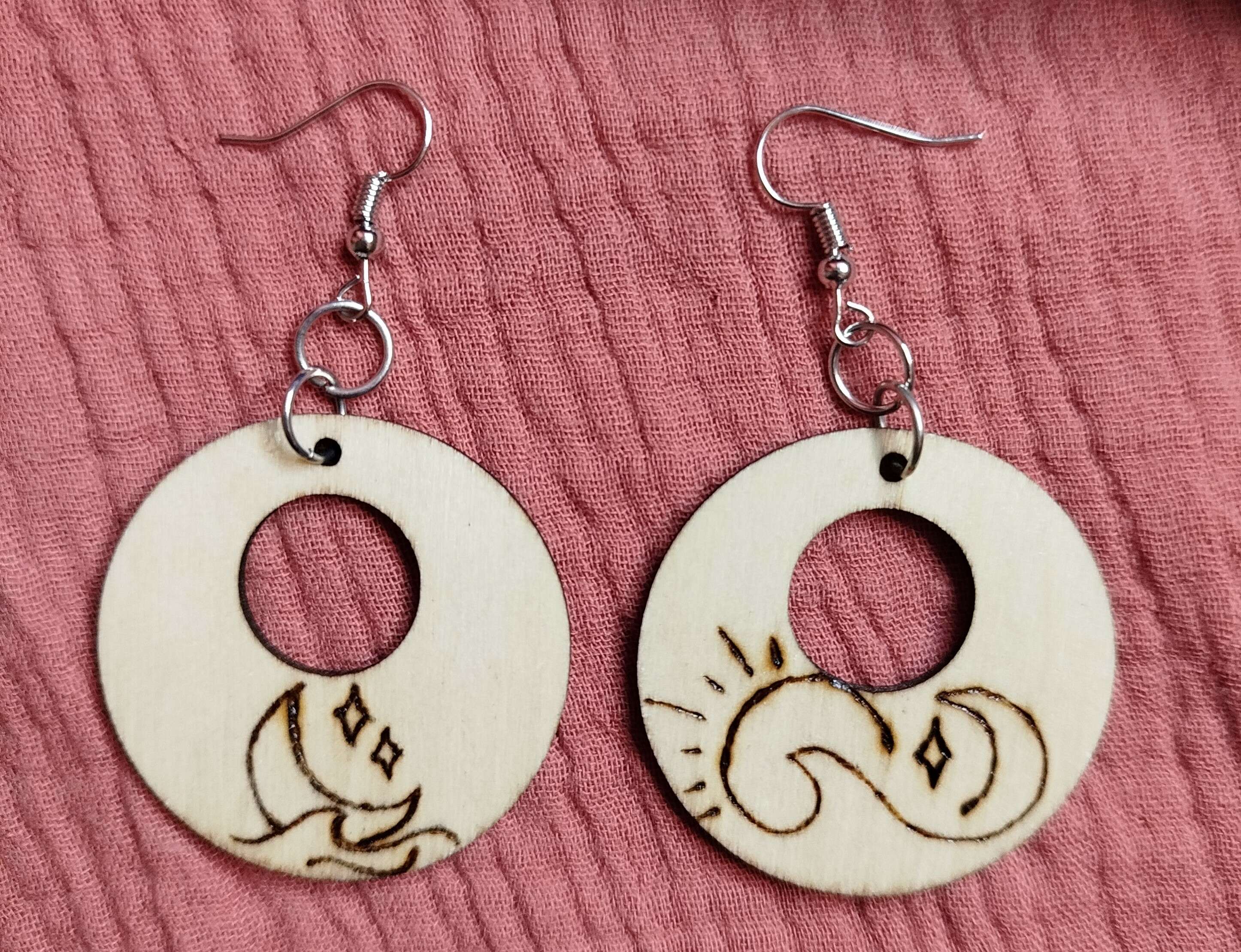 Boucle d'oreille Lune / Mer