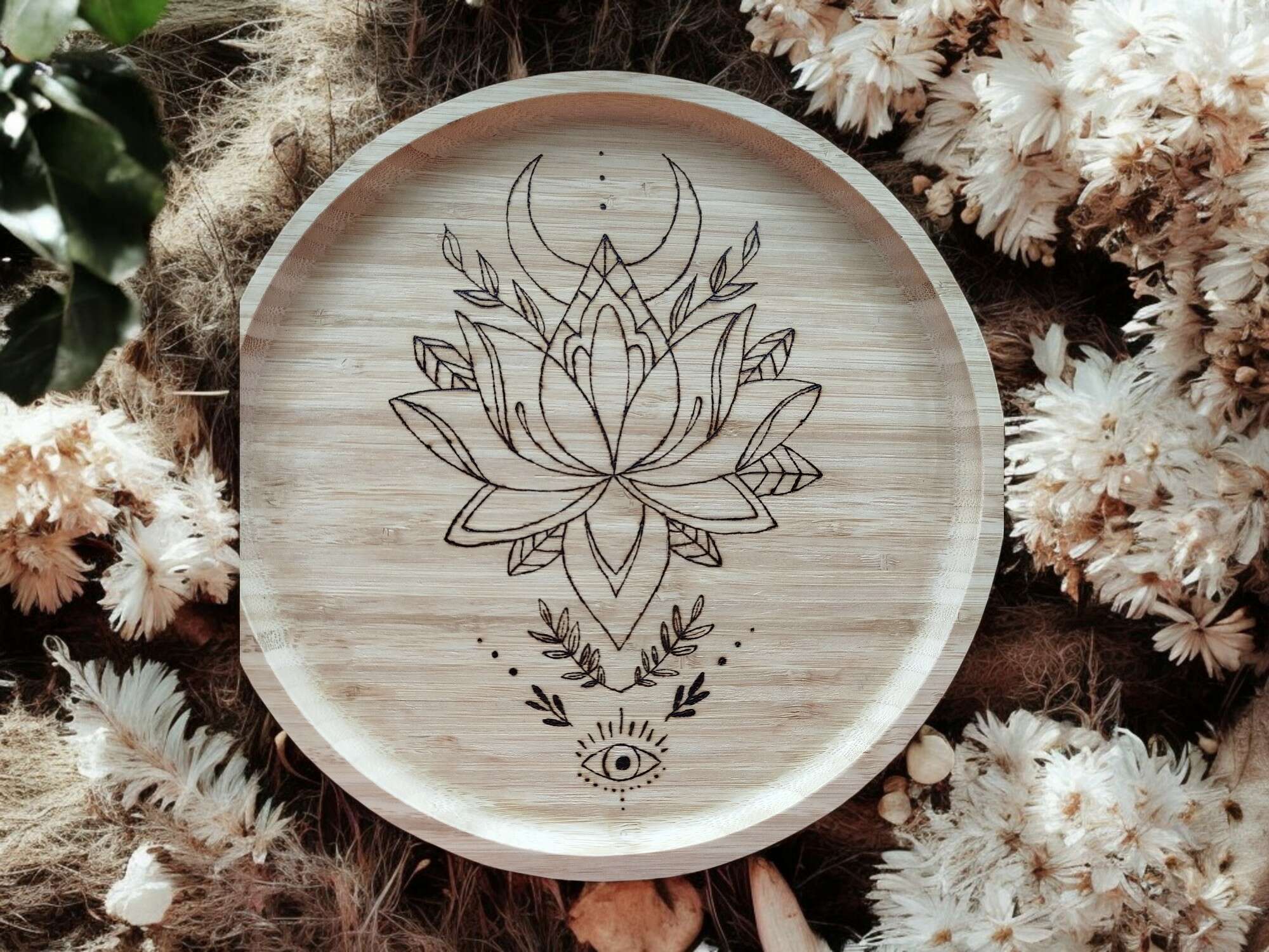 Plateau Rond Bambou Boho