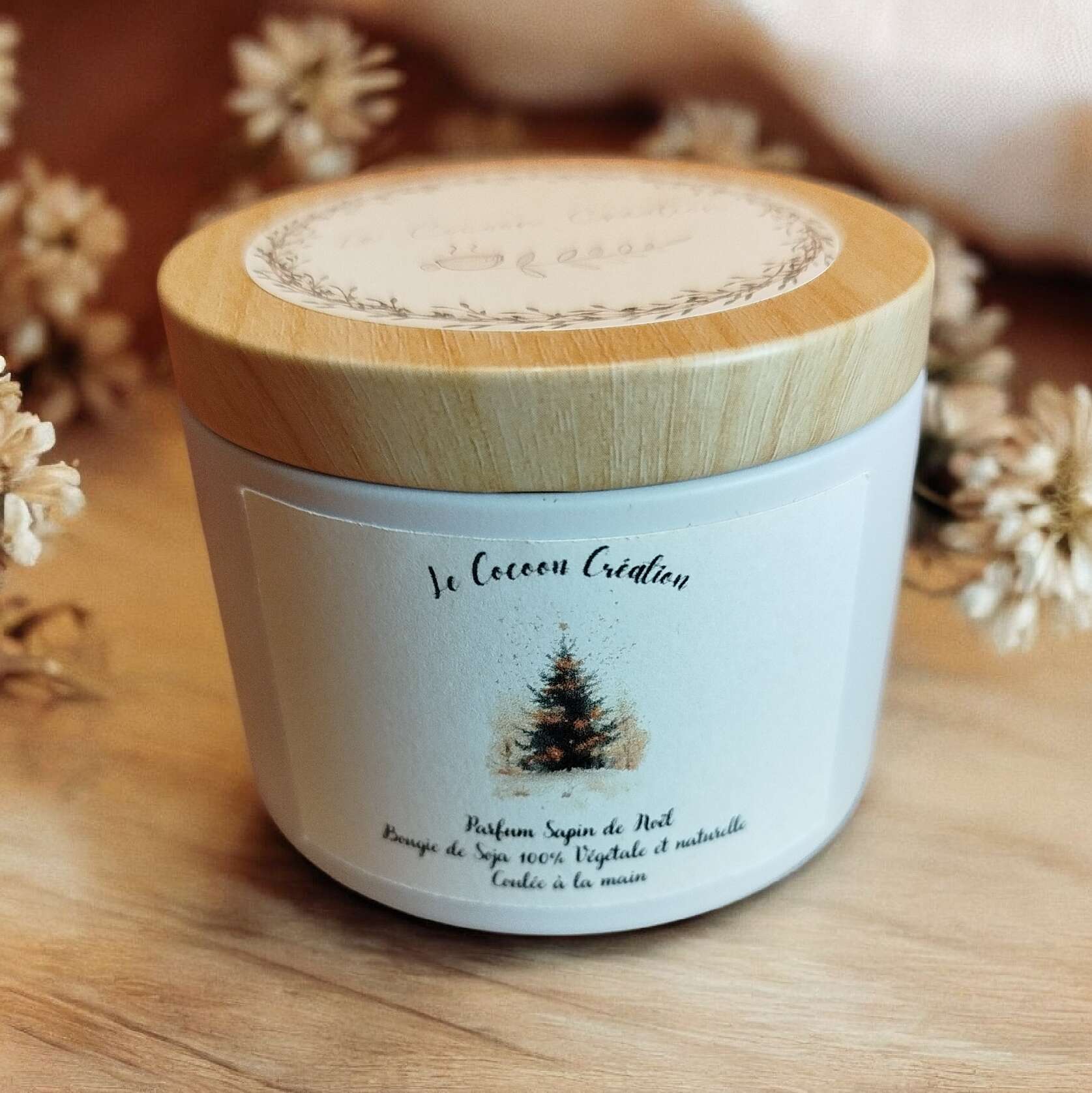 Bougie Pot Blanc 125ml Sapin de Noël