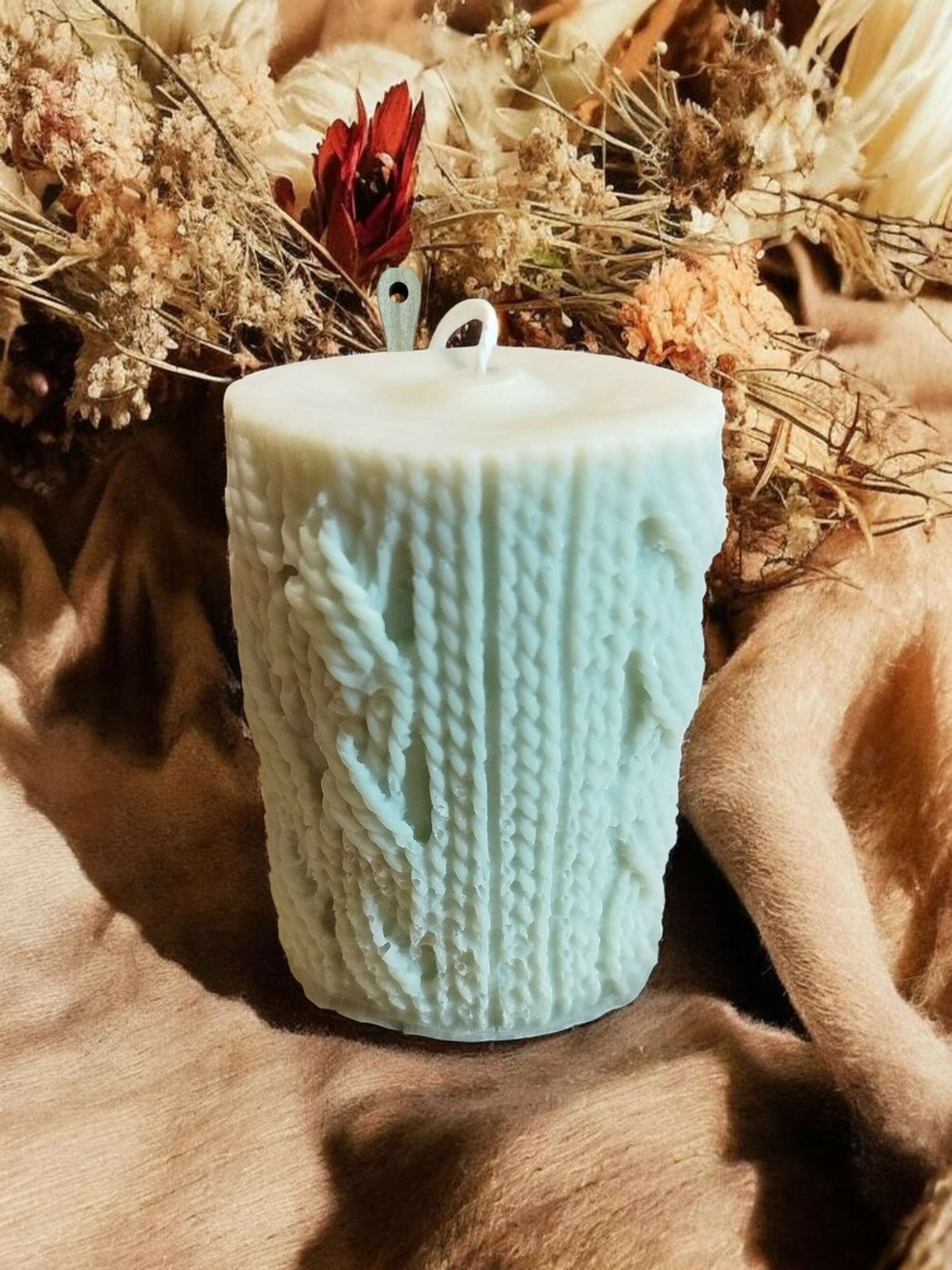 Bougie Motif laine Framboise Citron