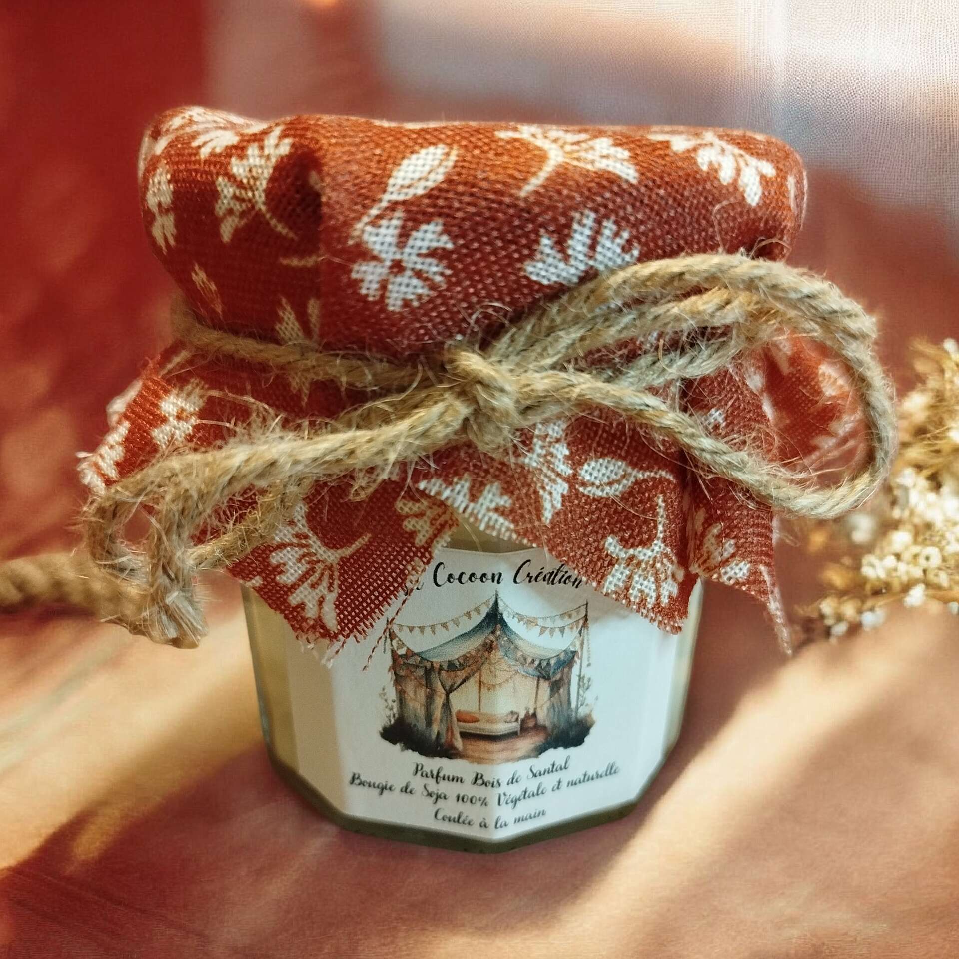 Bougie Ancien Pot de confiture Bois de santal