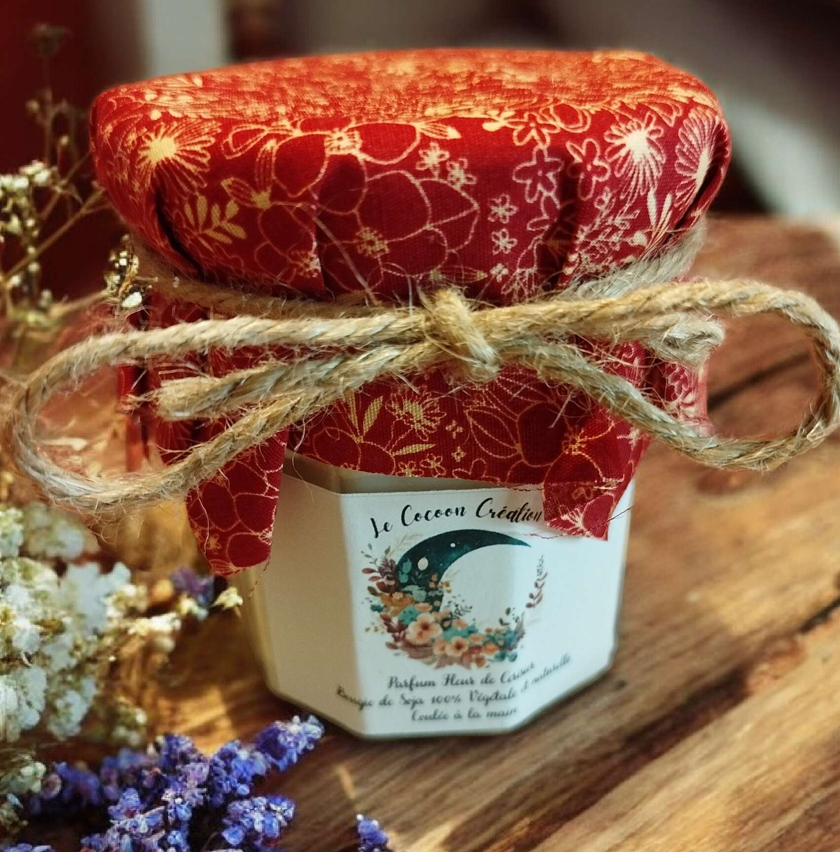 Bougie Ancien Pot de confiture Fleur de Cerisier