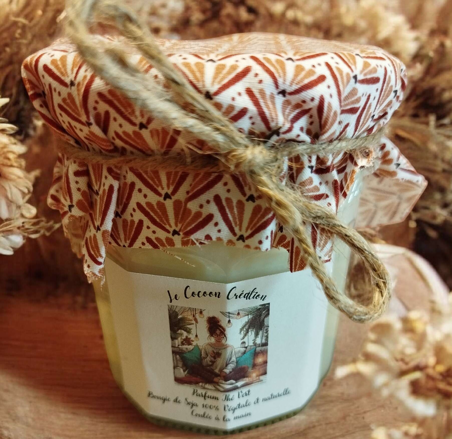 Bougie Ancien Pot de confiture Thé vert