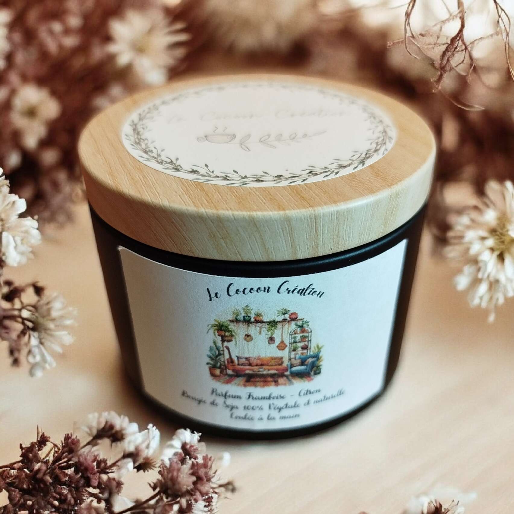 Bougie Pot noir 125ml Framboise-Citron