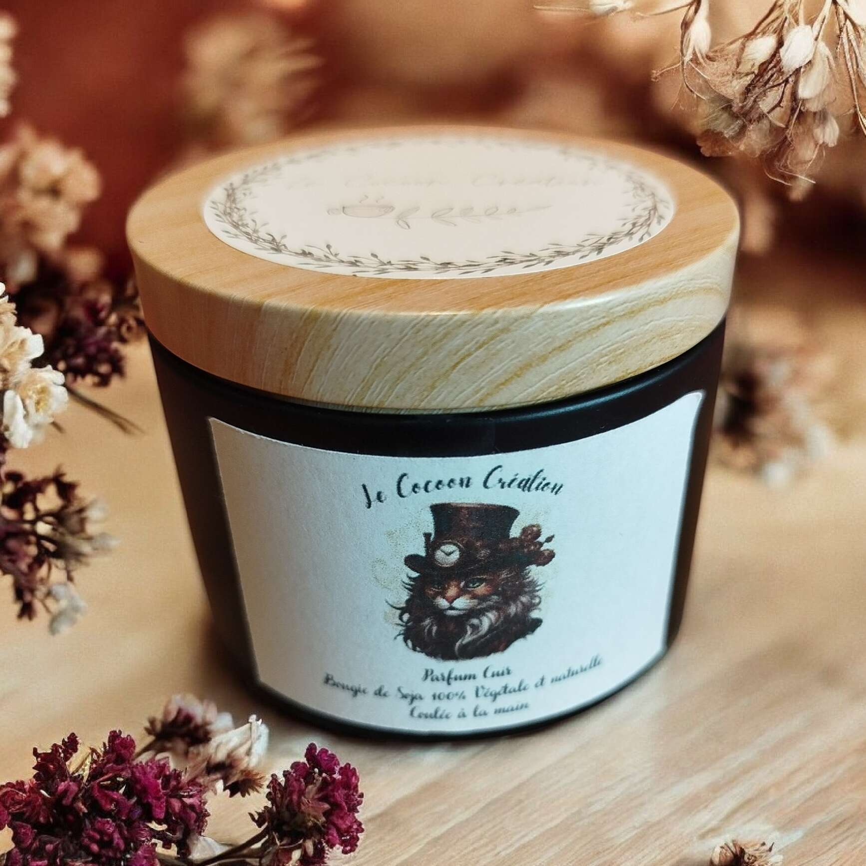 Bougie Pot noir 125 ml Cuir