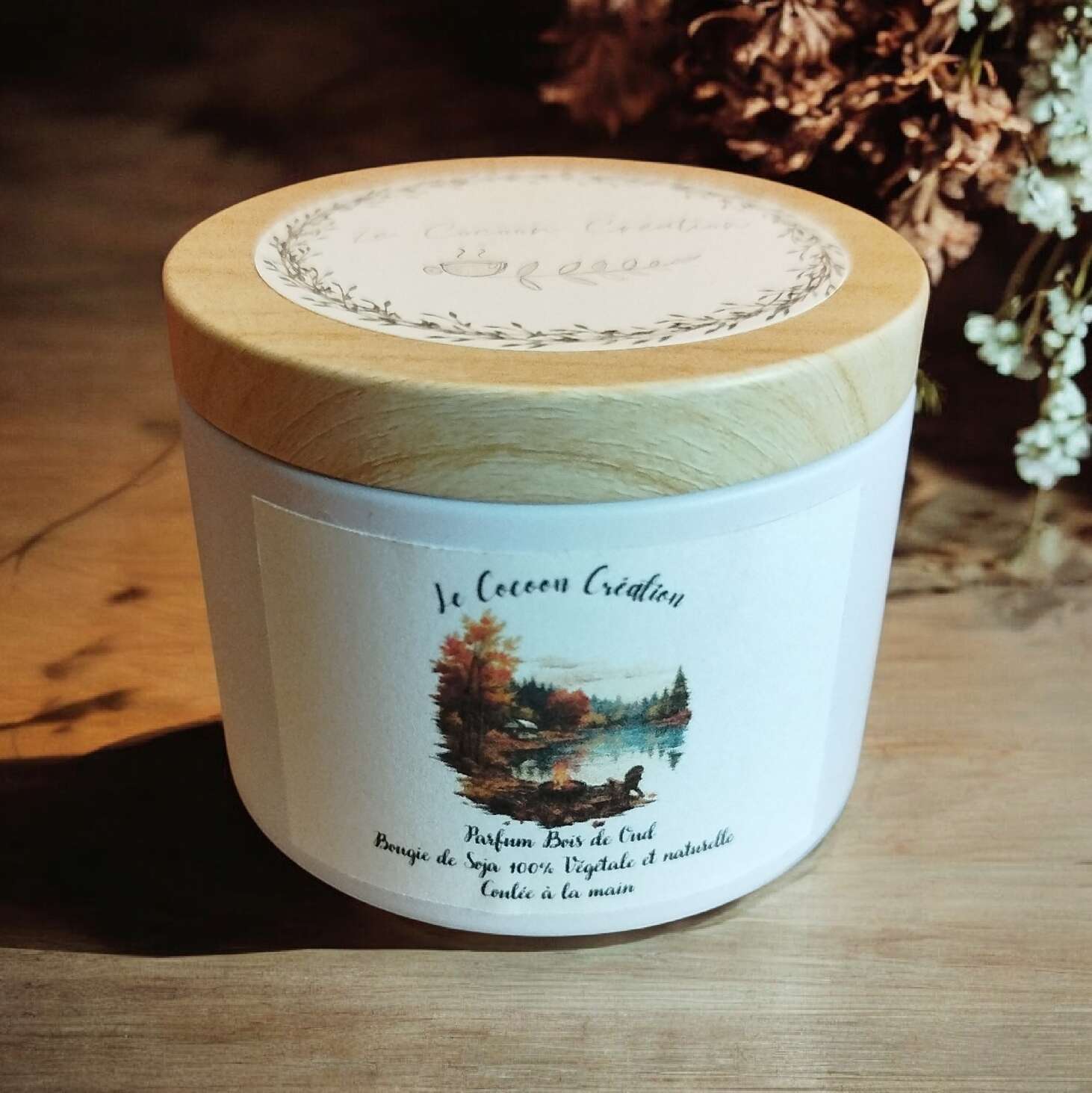 Bougie Pot blanc 125ml Bois de Oud