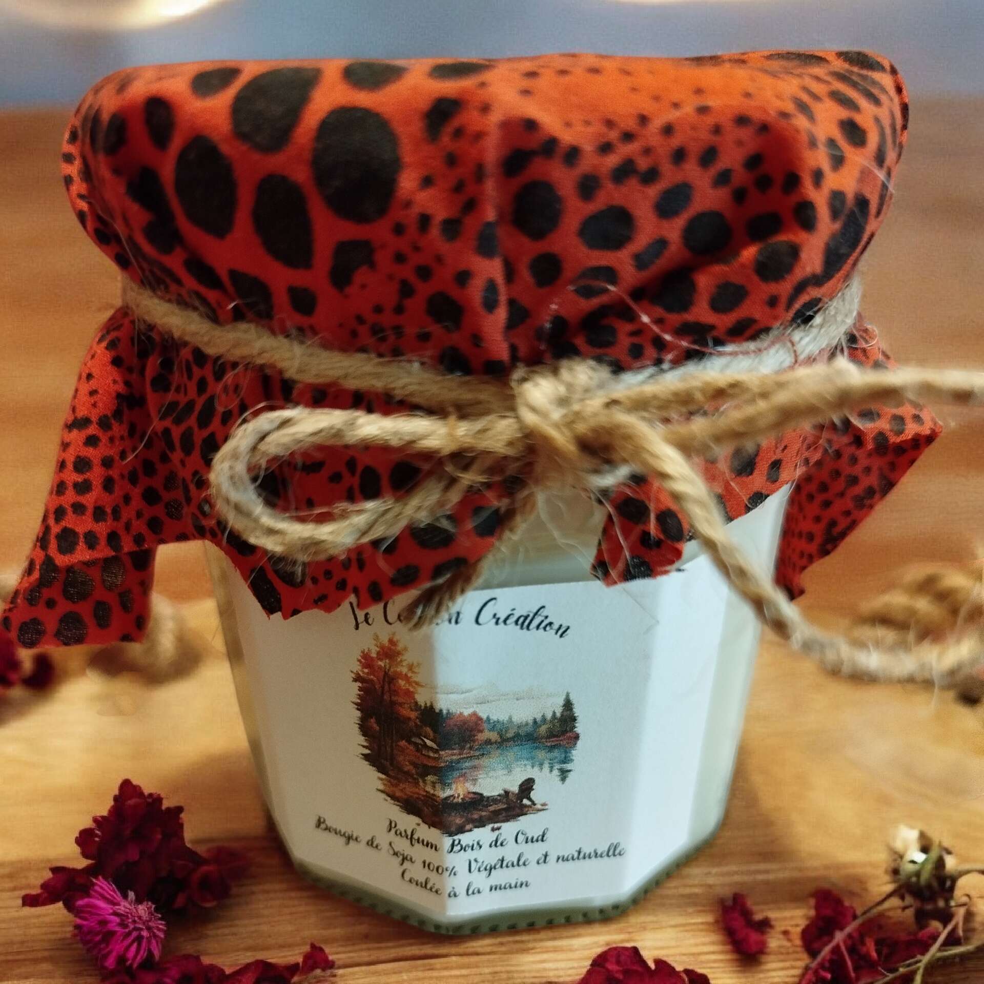 Bougie Ancien Pot de confiture Bois de Oud