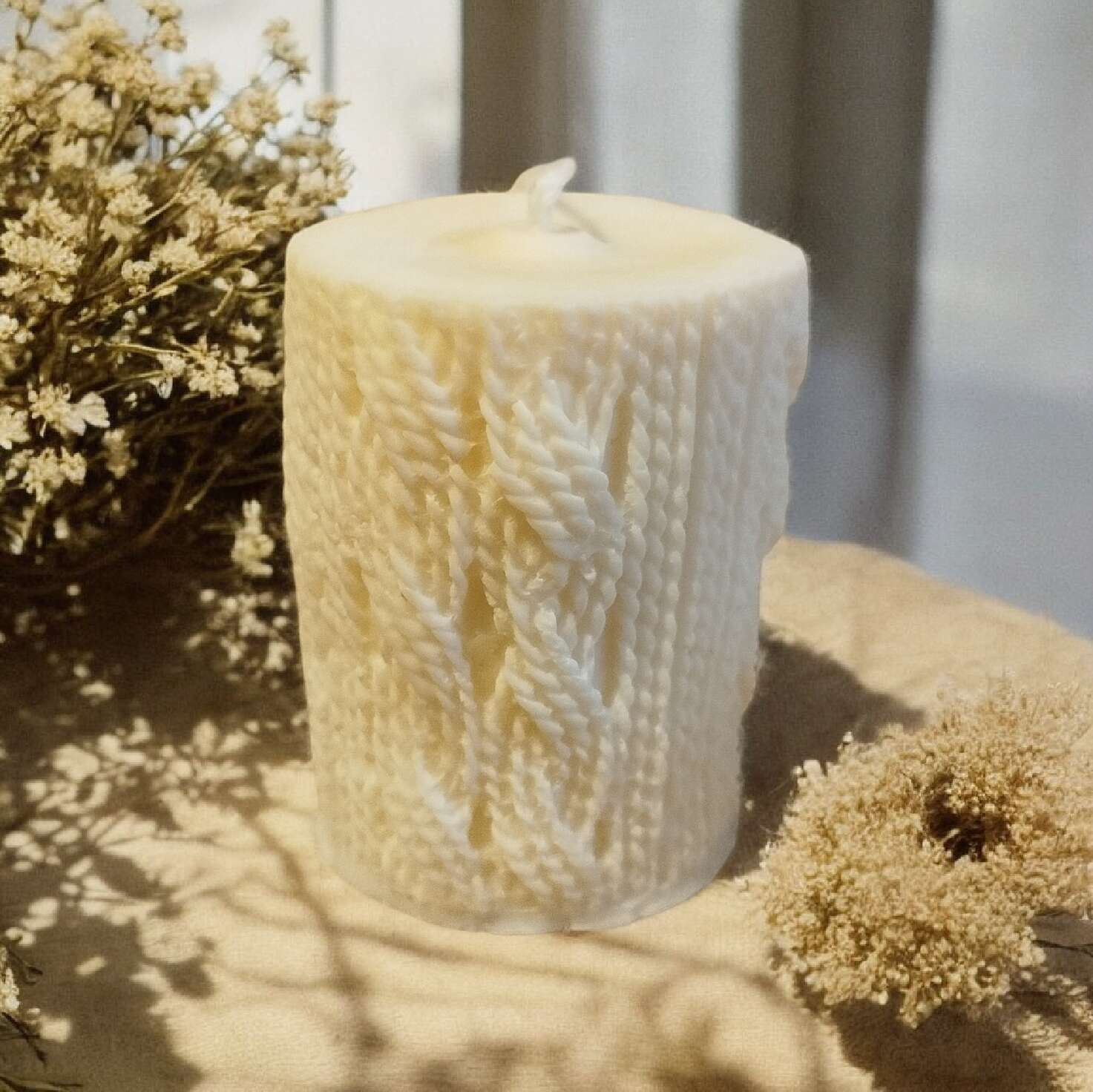 Bougie Motifs laine Thé Vert