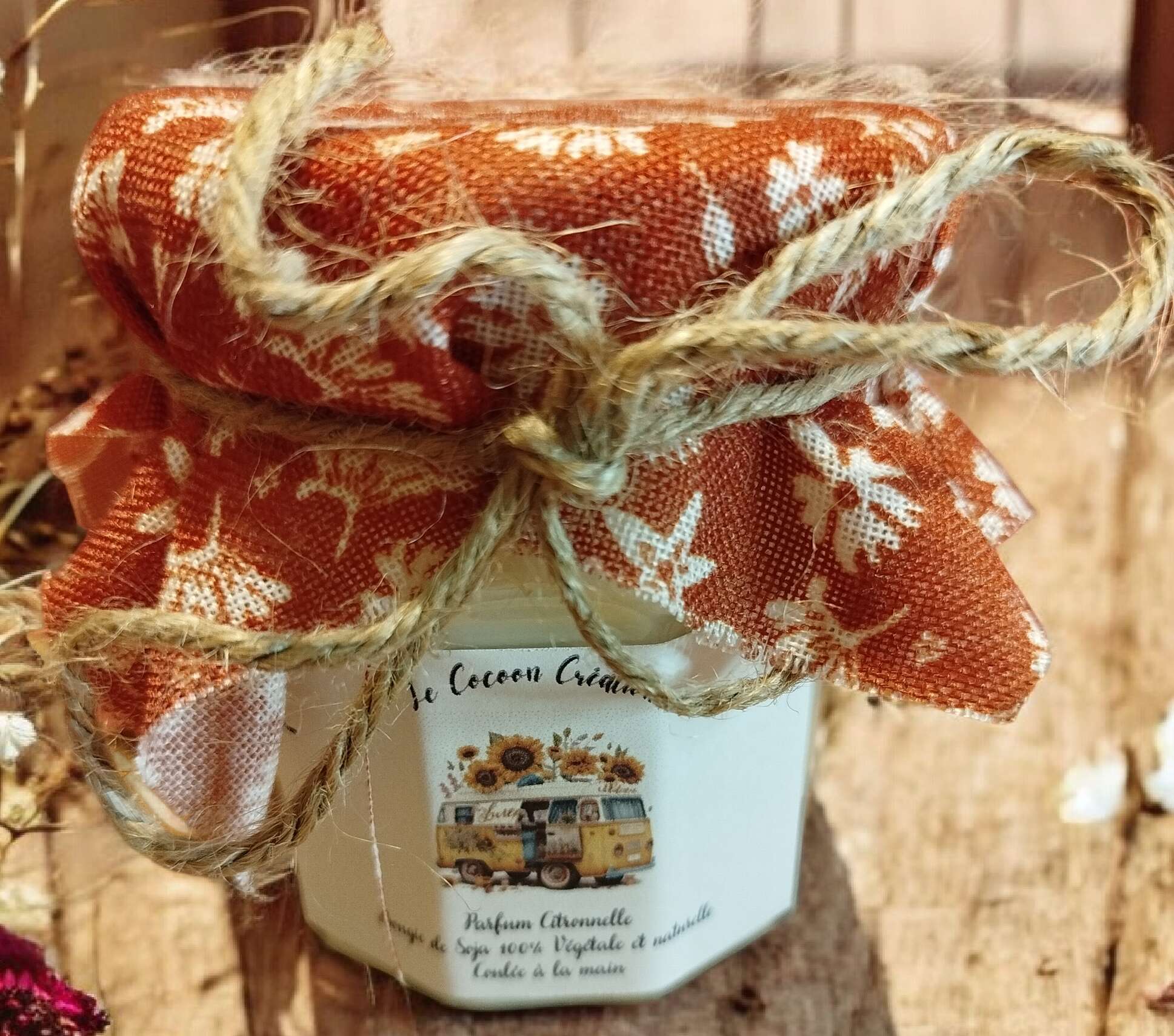 Bougie Ancien Pot de confiture Citronnelle