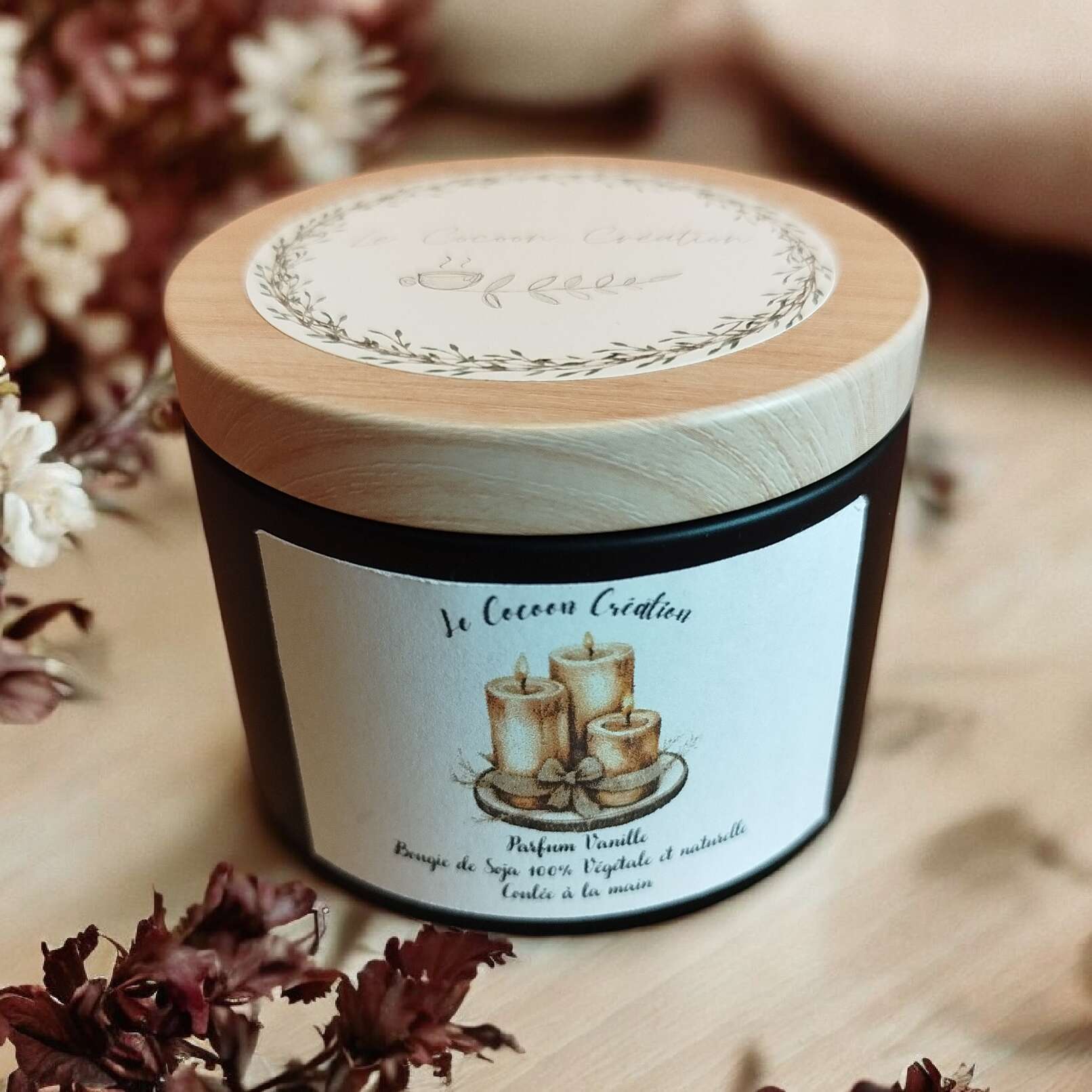 Bougie Pot noir 125ml Vanille