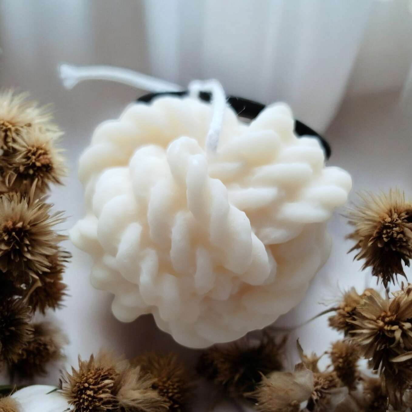 Bougie Pelote de laine Bois de oud