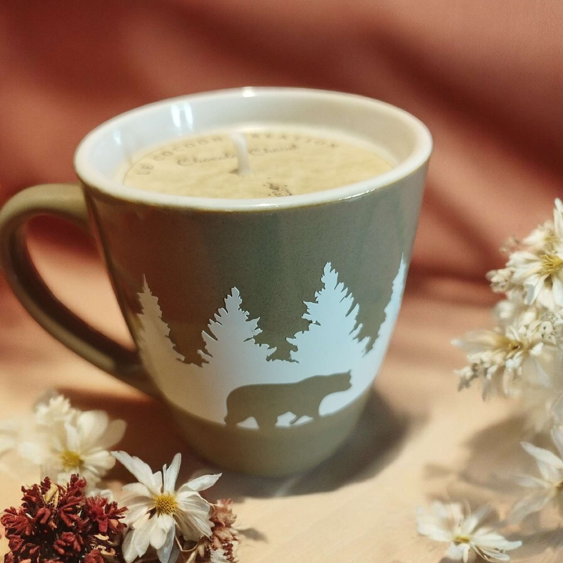 Bougie Tasse kaki Chocolat Chaud