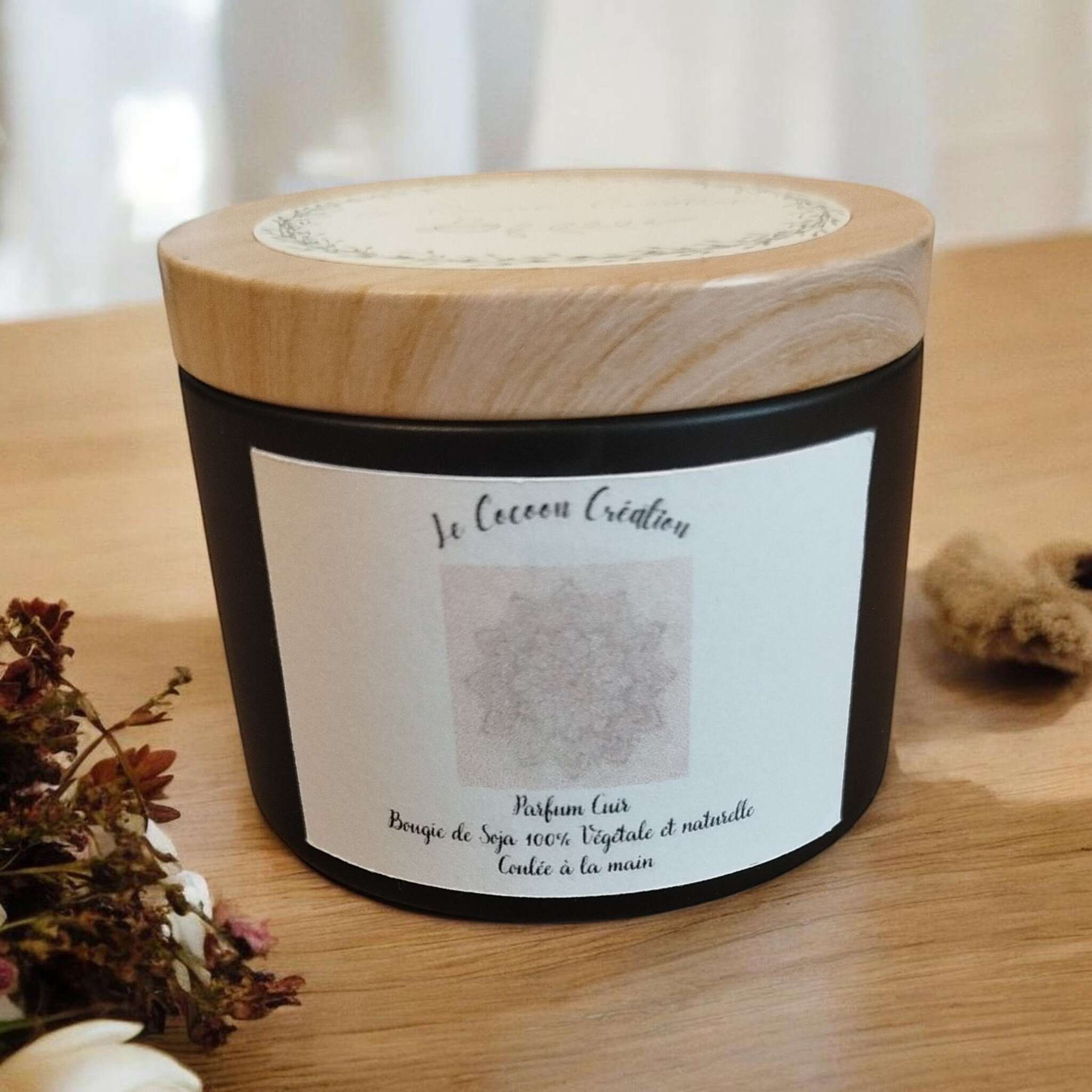 Bougie Pot noir 125 ml Cuir