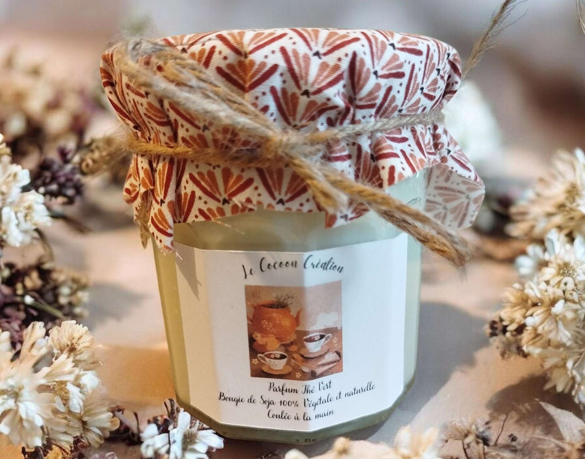 Bougie Ancien Pot de confiture Thé vert