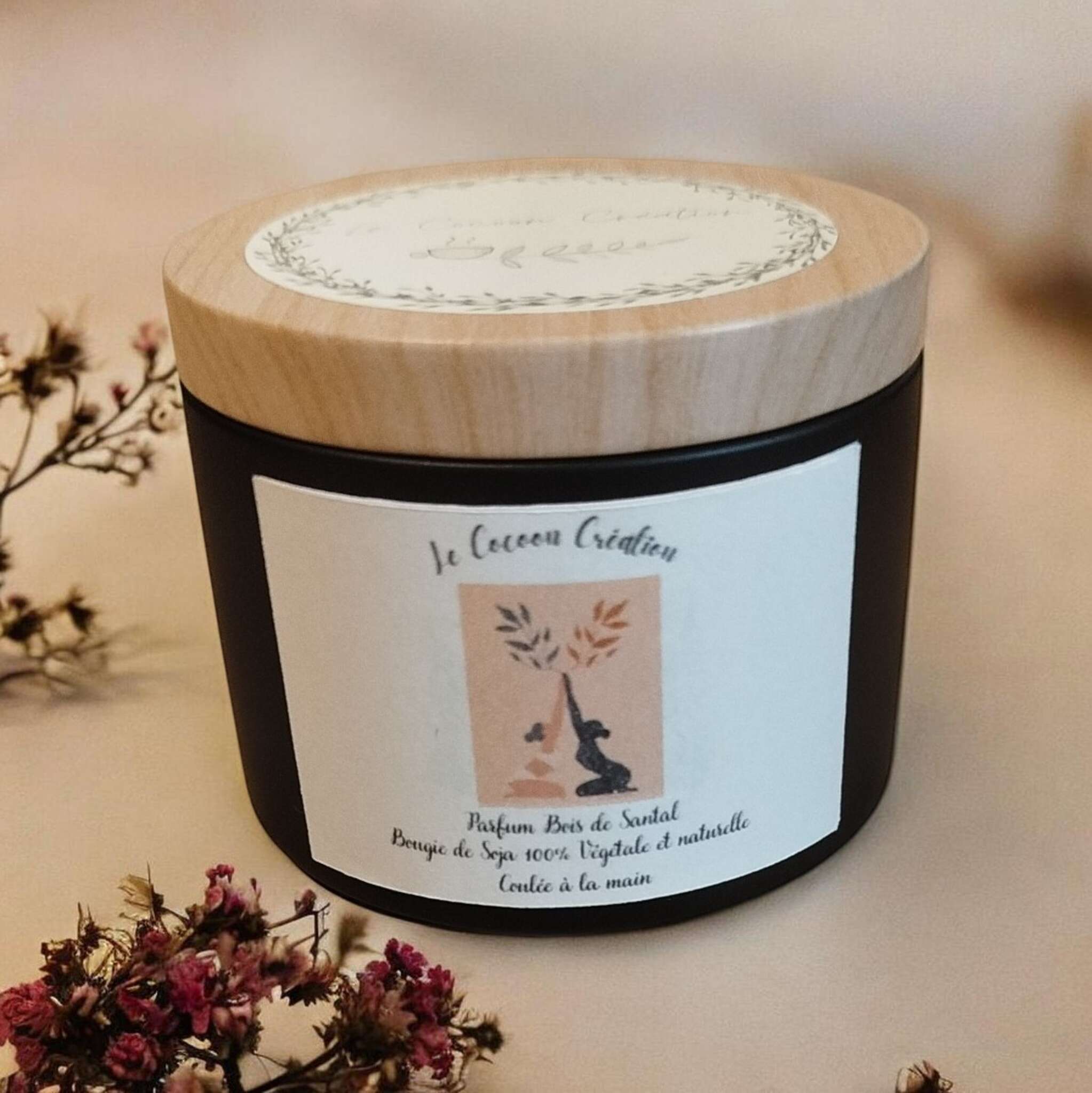 Bougie Pot noir 125ml Bois de Santal