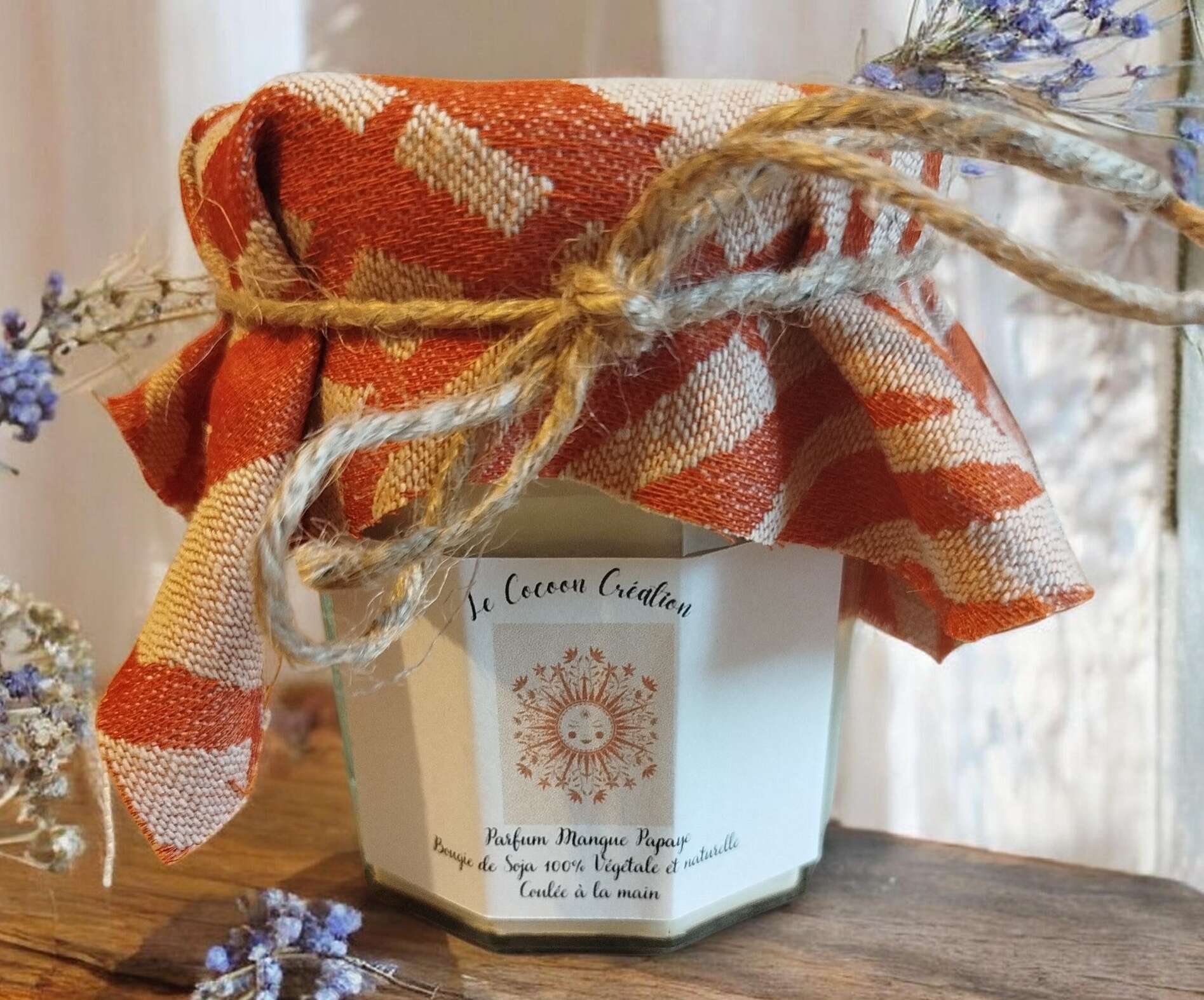 Bougie Ancien Pot de confiture Mangue Papaye