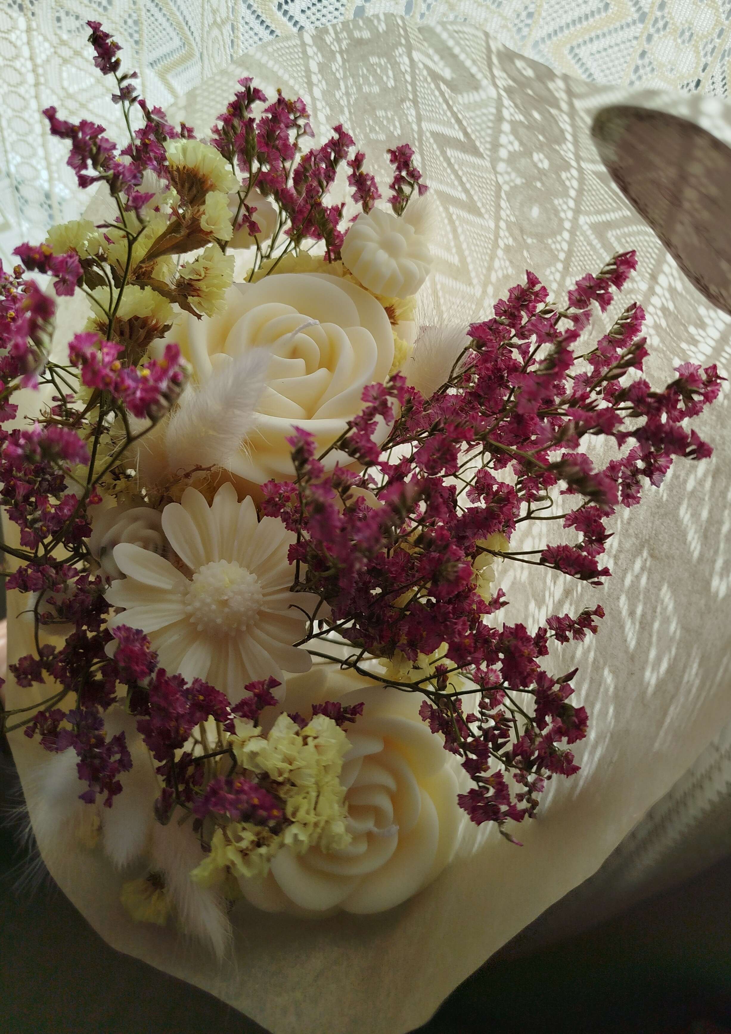 Bouquet de fleurs en bougies / fondants avec fleurs séchées