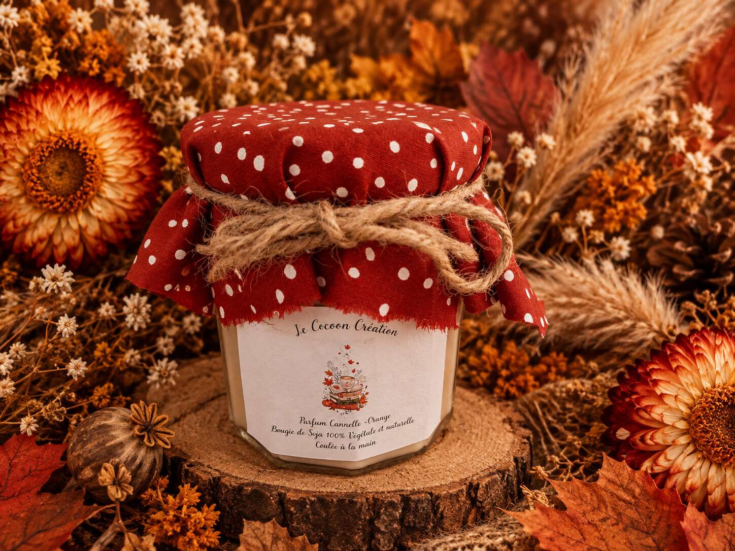 Bougie Ancien Pot de confiture Cannelle Orange édition Automne