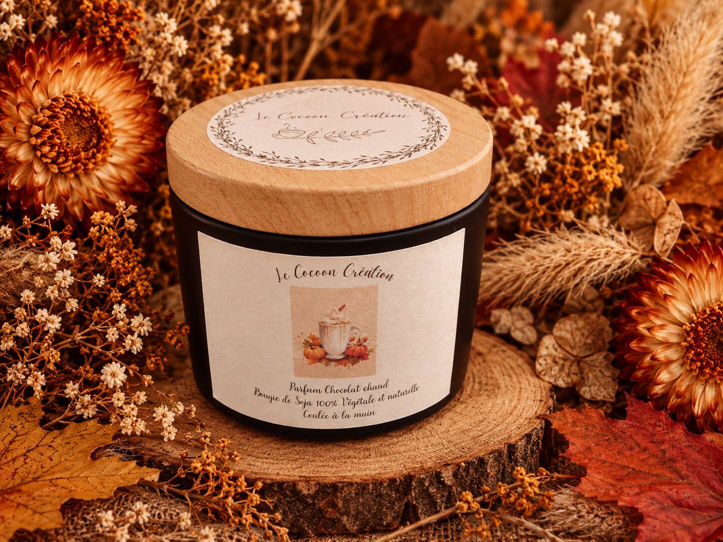 Bougie Pot noir 125ml Chocolat Chaud édition Automne